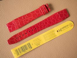 NOS Hirsch Leder-Uhrenband 20mm rot Krokopr. 20x16 OPEN END