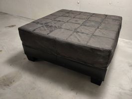Hocker quadratisch schwarz Lederoptik