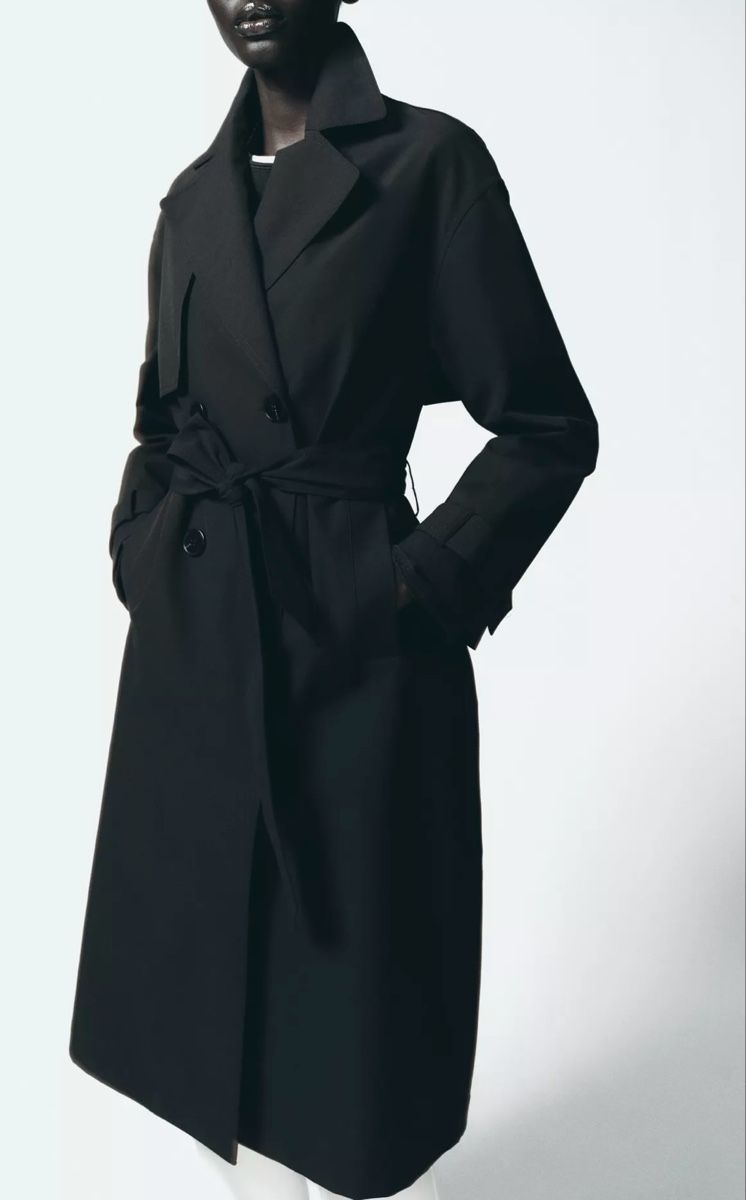Zara Cappotti: wasserabweisender Trenchcoat schwarz – Nuovo e nell'imballaggio originale da Veyras venduto da ValClasse 1