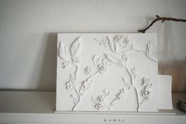 Gipsrelief Wandbild Botanisch Handarbeit 40x50cm