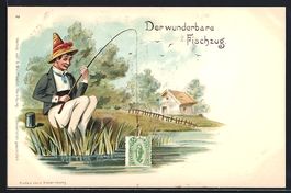 Litho Der wunderbare Fischzug, Angler f