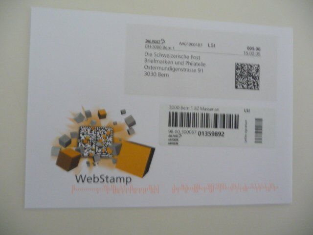 Tutti i francobolli: 2005  PC-Frankierung  WebStamp – Nuovo e nell'imballaggio originale da Kloten venduto da zimboida 2