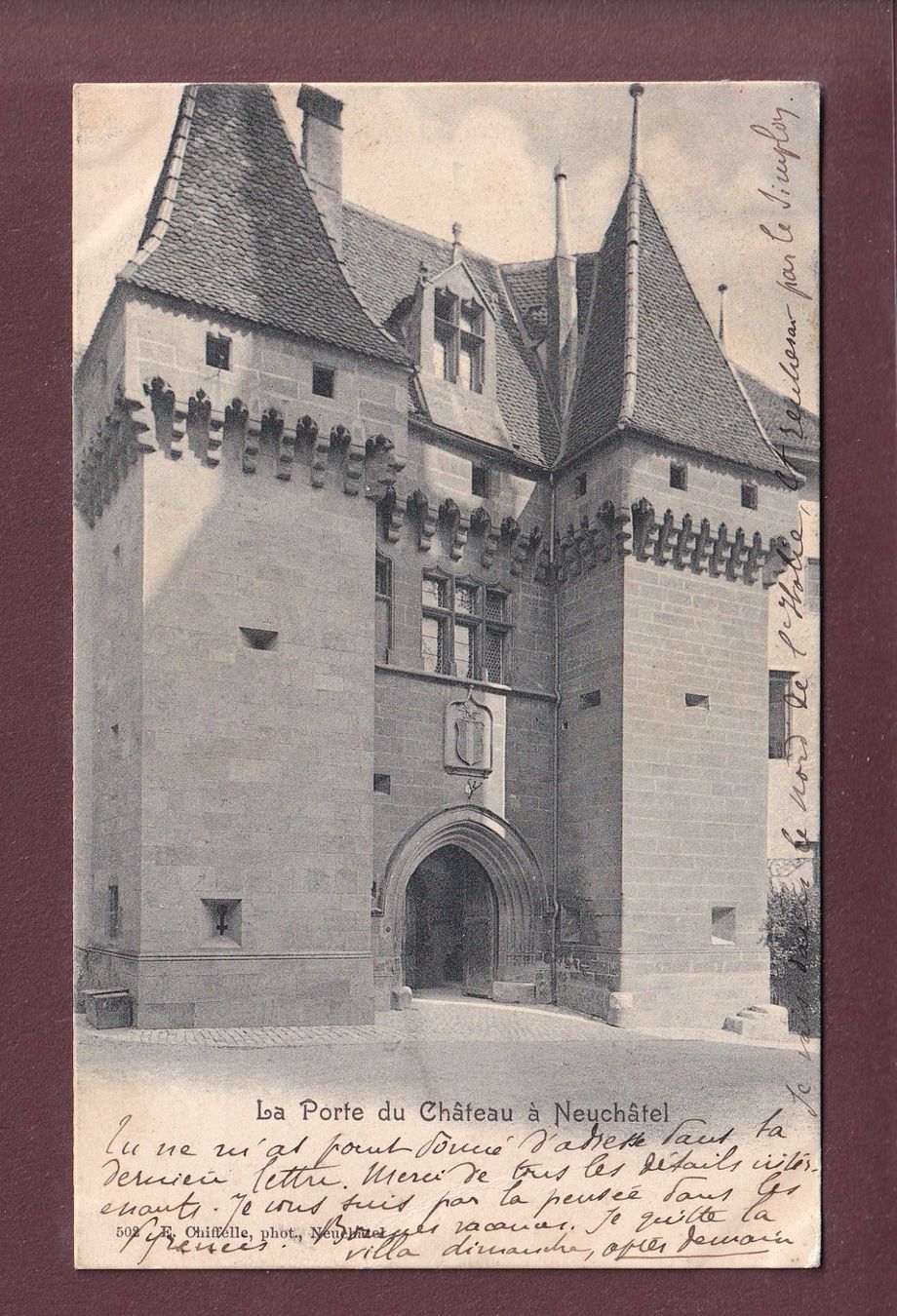 Cartoline postali: NEUCHÂTEL - Porte du Château - 1903 – Usato da Pully venduto da nicecards