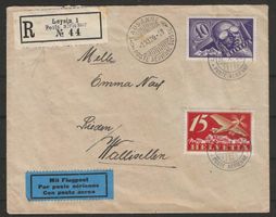 1926 : Flugpostbrief von Leysin - Wallisellen