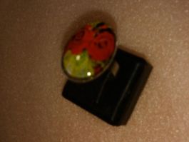 RING EDELSTHAL,,,,ROT BLUMEN,,,GLANZIG