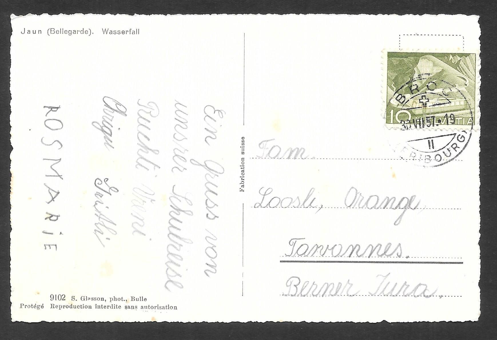 Cartoline postali: Jaun (Bellegarde) Wasserfall – Usato da Olten venduto da clotaldi 1