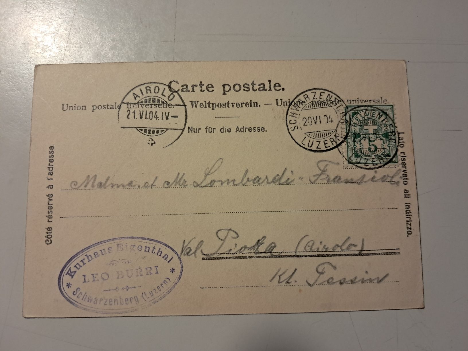 Cartoline postali: Eigenthal  – Usato da Gorduno venduto da ema_7yhp 1
