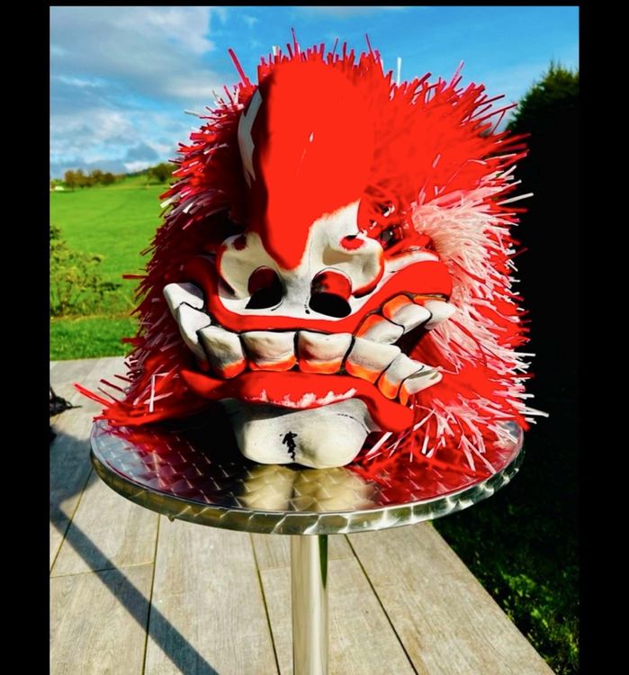 Fasnachtsmaske Tschingel rot/weiss CH 2