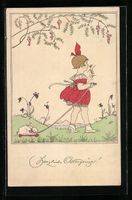 Mela Köhler: Ostergruss, Mädchen mit W