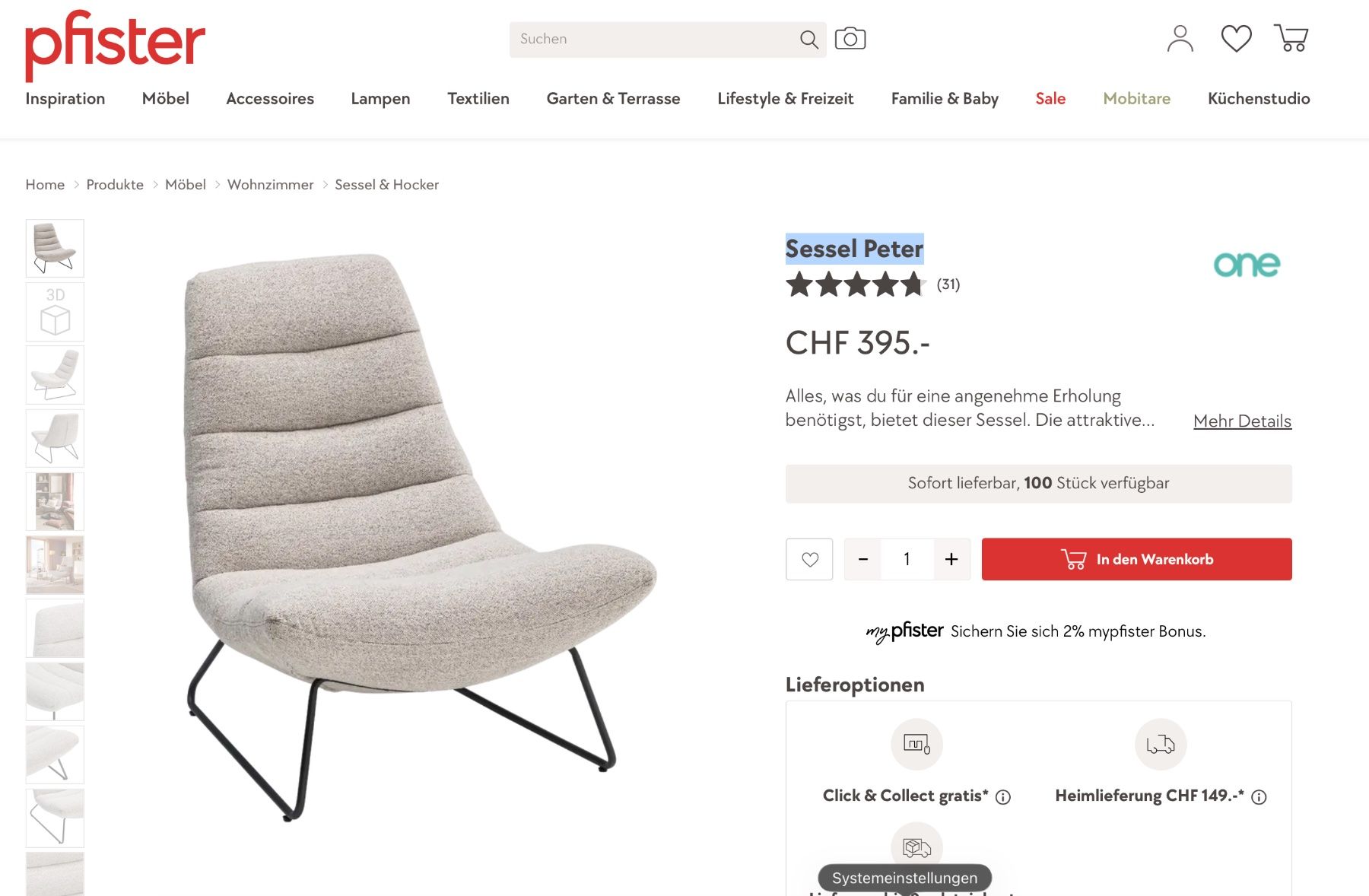 Pfister Fauteuils: Sessel Peter von Pfister – D'occasion à Winterthur par Stolltebenrad