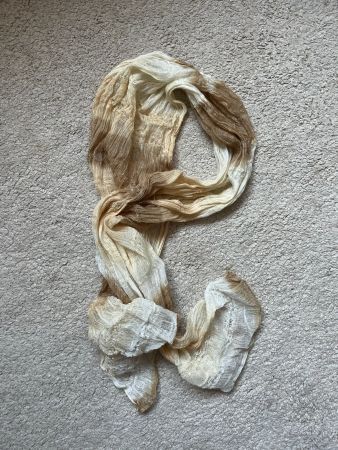 Cute Beige-Brown Ombre Scarf with Silver Tinsel