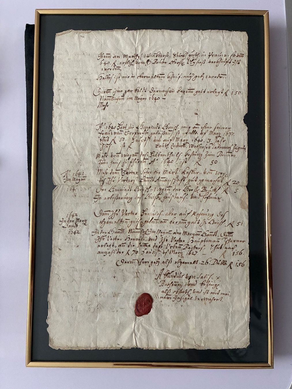 Documenti: Documento antico del 1637 con sigillo di ceralacca – Usato da Savosa venduto da Fransis