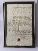 Documento antico del 1637 con sigillo di ceralacca