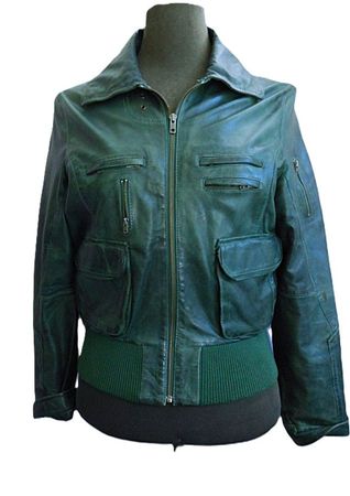 Gr. 40 / 42 JAGGER & EVANS weiche ECHT Lederjacke dunkelgrün