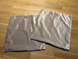 2x Kissenbezüge Champagne/Gold Samt-Look