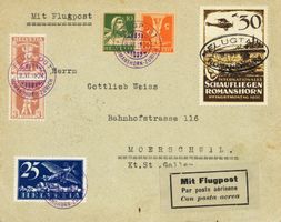 1924: Schaufliegen Romanshorn, Brief mit Vignette