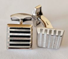 Tateossian, Manschettenknöpfe, Silber und weißem Perlmutt