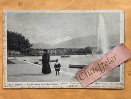 1908  Genève. - La Jet d‘eau et le Mont-