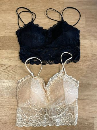 2 Spitzen Top's/BH's, schwarz und beige, Grösse S