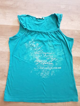 Sommertop Tom Tailor Gr. L Türkis Top Shirt ärmellos