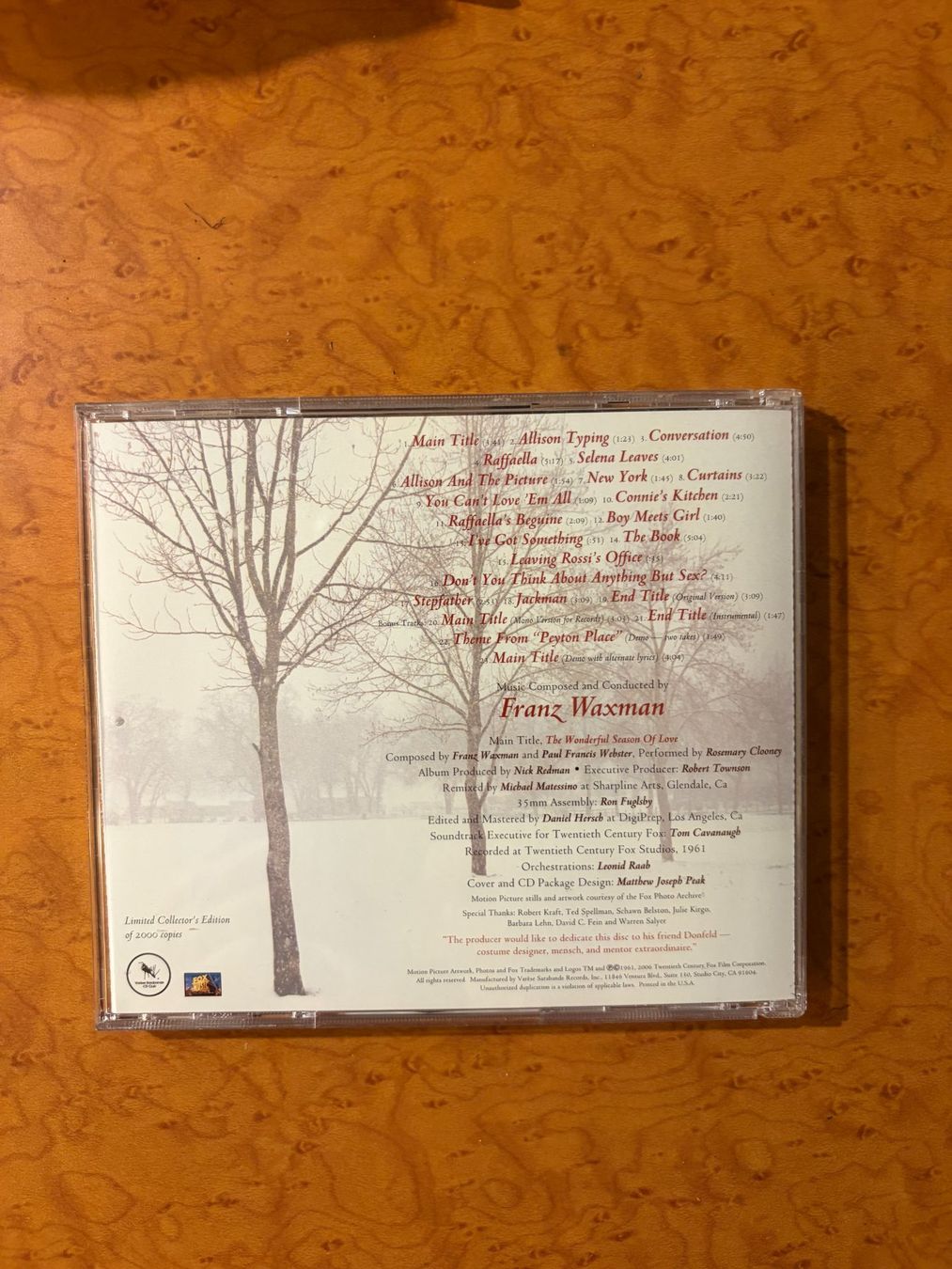 CD: CD RETURN TO PEYTON PLACE PAR FRANZ WAXMAN – Usato da Geneve venduto da tigre69 1