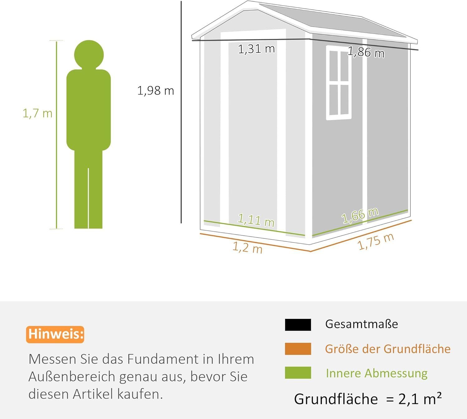 Casette da giardino & serre: Gerätehaus 2,1m² Grau – Nuovo e nell'imballaggio originale da Bottighofen venduto da zaap 8