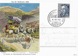 TAG DER BRIEFMARKE 1942 POSTKUTSCHE GOTTHARDPOST