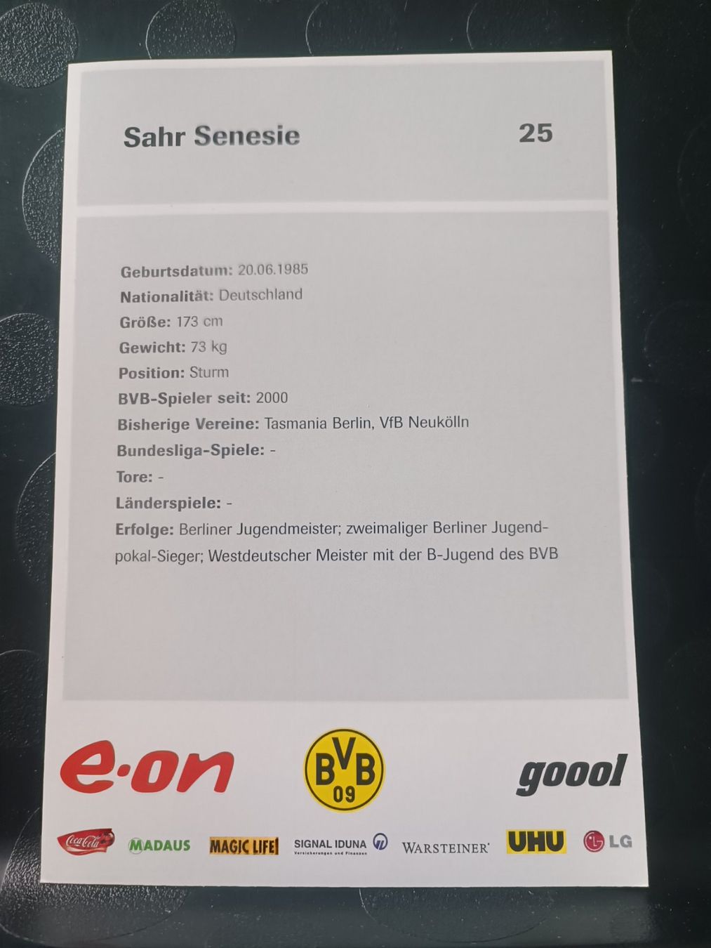 Autografi: Sahra Senesie - BVB - Handsignierte alte Karte – Usato da Menziken venduto da Artographs 1