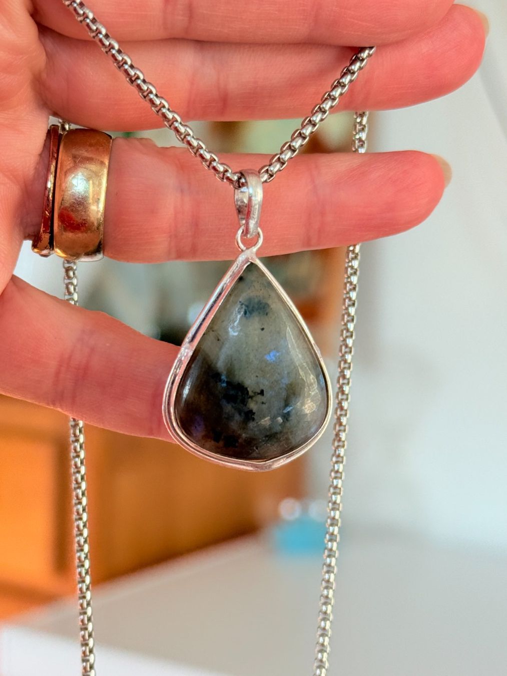 Catenine: Collier Labradorite naturelle – Nuovo e nell'imballaggio originale da Genève venduto da AGBERG 8