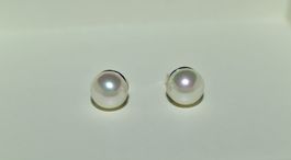 Perlen Ohrstecker aus Sterling Silber, Weiss