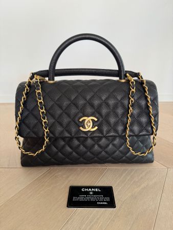 Chanel Coco Handle Leder Handtasche schwarz