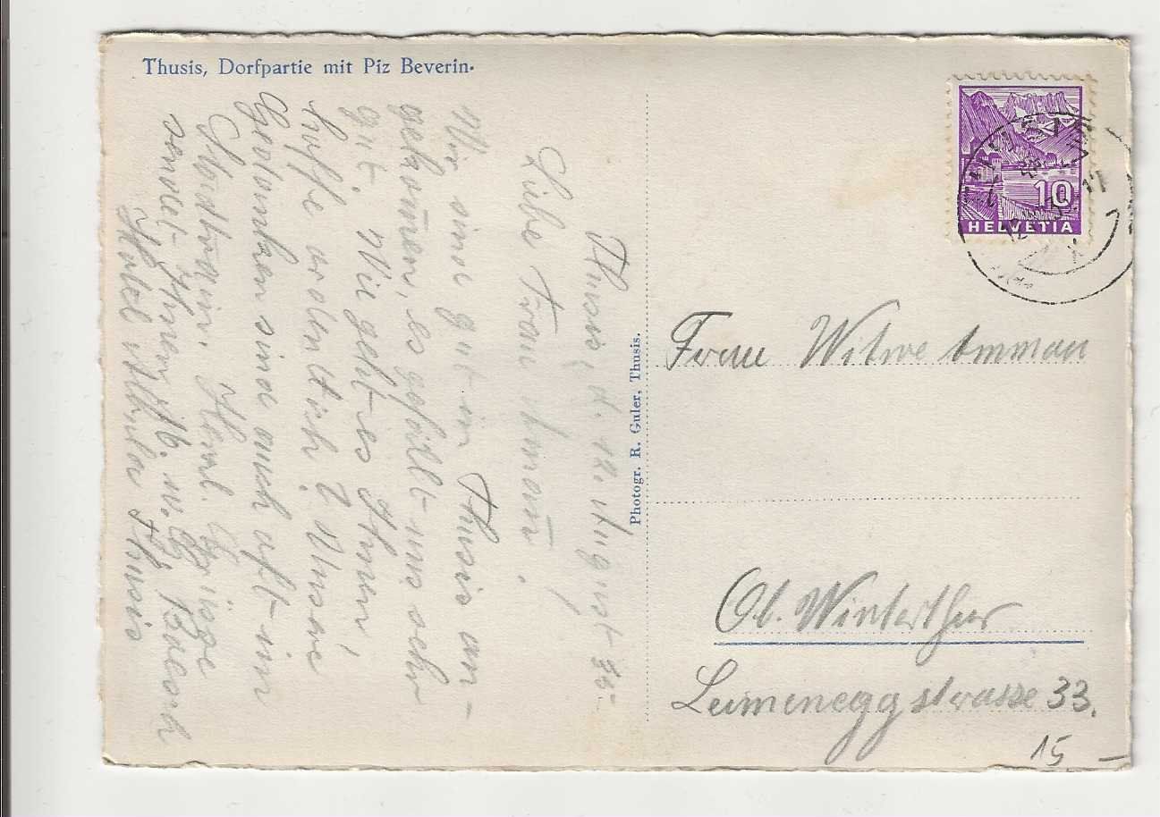 Ansichtskarten: Thusis, 1935 – Gebraucht aus Spiez von Niesen20 1
