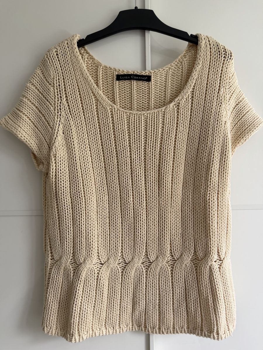 Luisa Cerano T-Shirts: Luisa Cerano Strickpullover Kurzarm Creme – Gebraucht aus Winterthur von marisole4