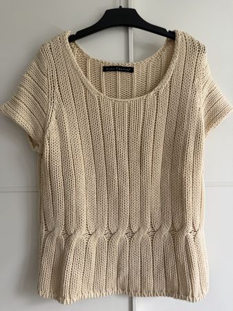 Luisa Cerano Strickpullover Kurzarm Creme