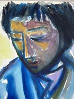 Nachdenkliche Stille, Aquarell-Portrait von C.Carabellese