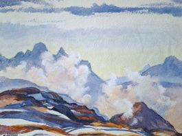 Aquarell Ferdinand Meyer-Streiff Leglerhütte Ortstock GL1971