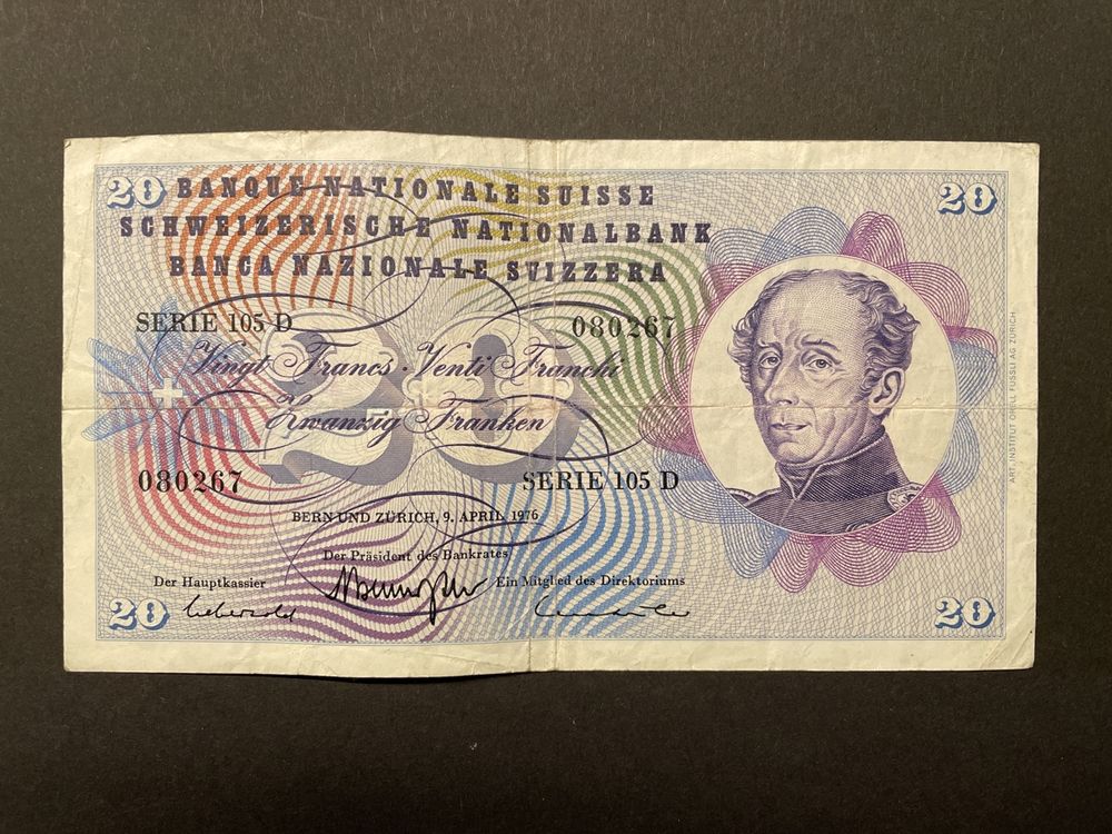 Banknote 20 Fr 1976 (3) (Gebraucht) in Schachen LU für CHF 2 – mit ...
