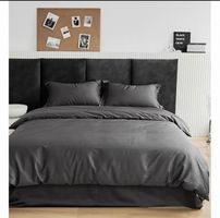 New 4-Piece Bedding Set - grey, 100% long-staple Cotton