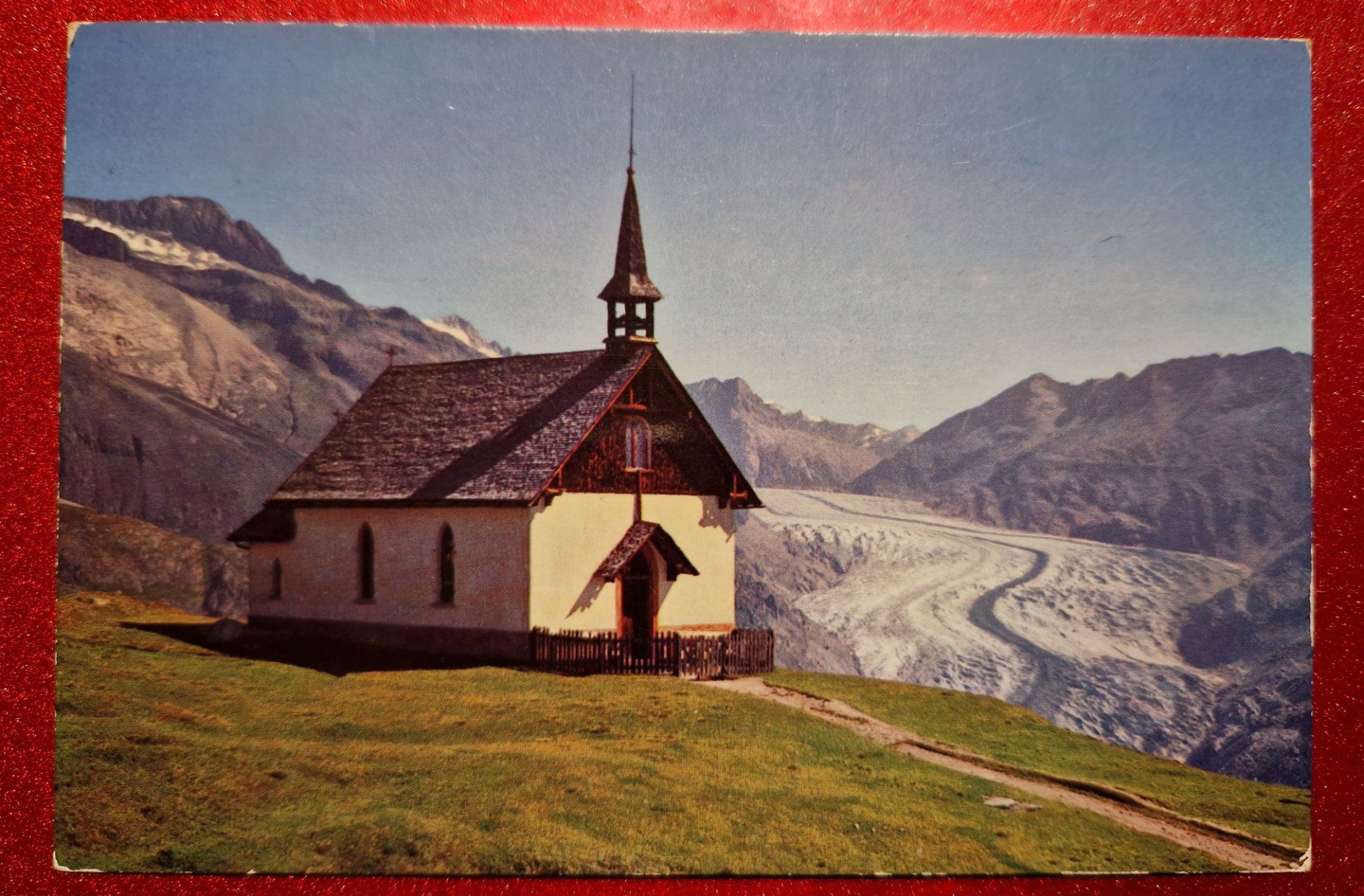 Cartoline postali: Kapelle Belalp mit Aletschgletscher 1970 – Usato da Melchnau venduto da Arthurius