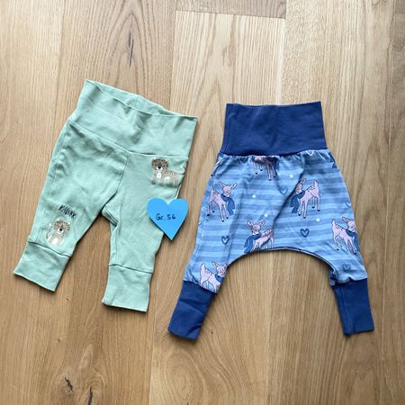 2x Baby Hosen, Gr. 56, Handmade, Pumphose & Stoffhose