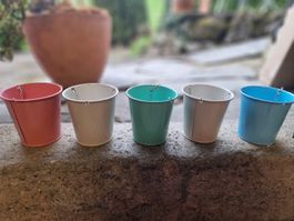 5 dekorative Hängetöpfchen, Blech