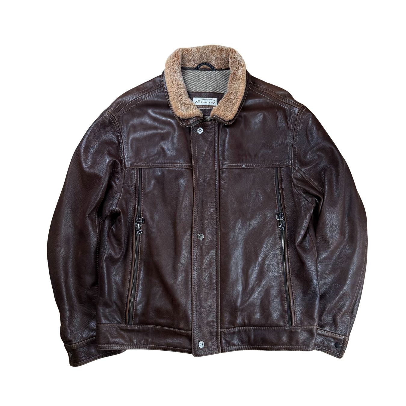 Jacken: Gimo's Lederjacke mit Lammfellkragen  - L – Gebraucht aus Herisau von 1asupply
