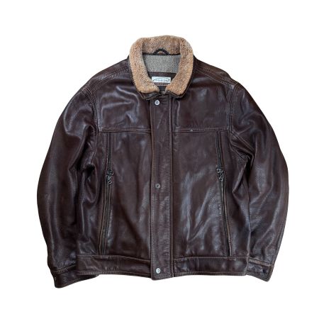 Gimo's Lederjacke mit Lammfellkragen  - L
