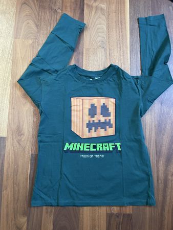 Langarmshirt Minecraft H&M grün Gr 134/140 gebraucht