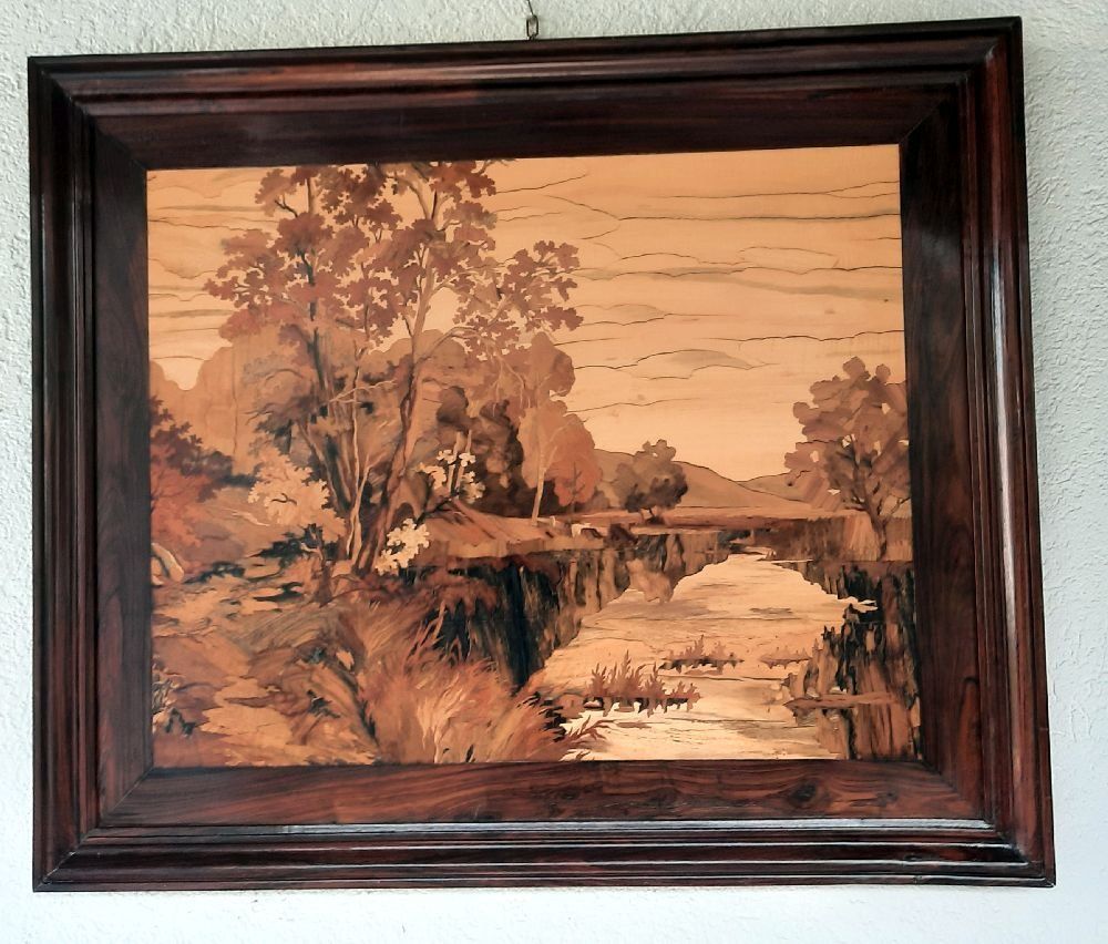Foto & Immagini: Edles Intarsienbild, Holzkunst mit Rahmen, – Usato da Eschenbach venduto da Alicekunst 2