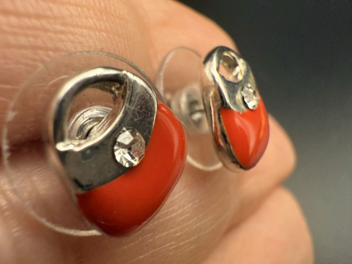Boucles d'oreille: Rote Ohrringe in Form einer Handtasche mit Strasssteinen – D'occasion à Lamone par LaCantinaMagica 1
