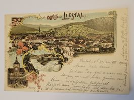 Ansichtskarte Gruss aus Liestal gelaufen Jahr 1900 Box1