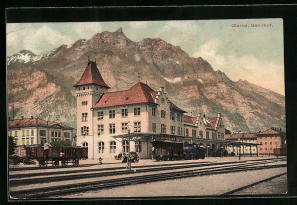 Cartes postales: AK Glarus, Bahnhof, 1913 – D'occasion à Berlin par bartko-reher