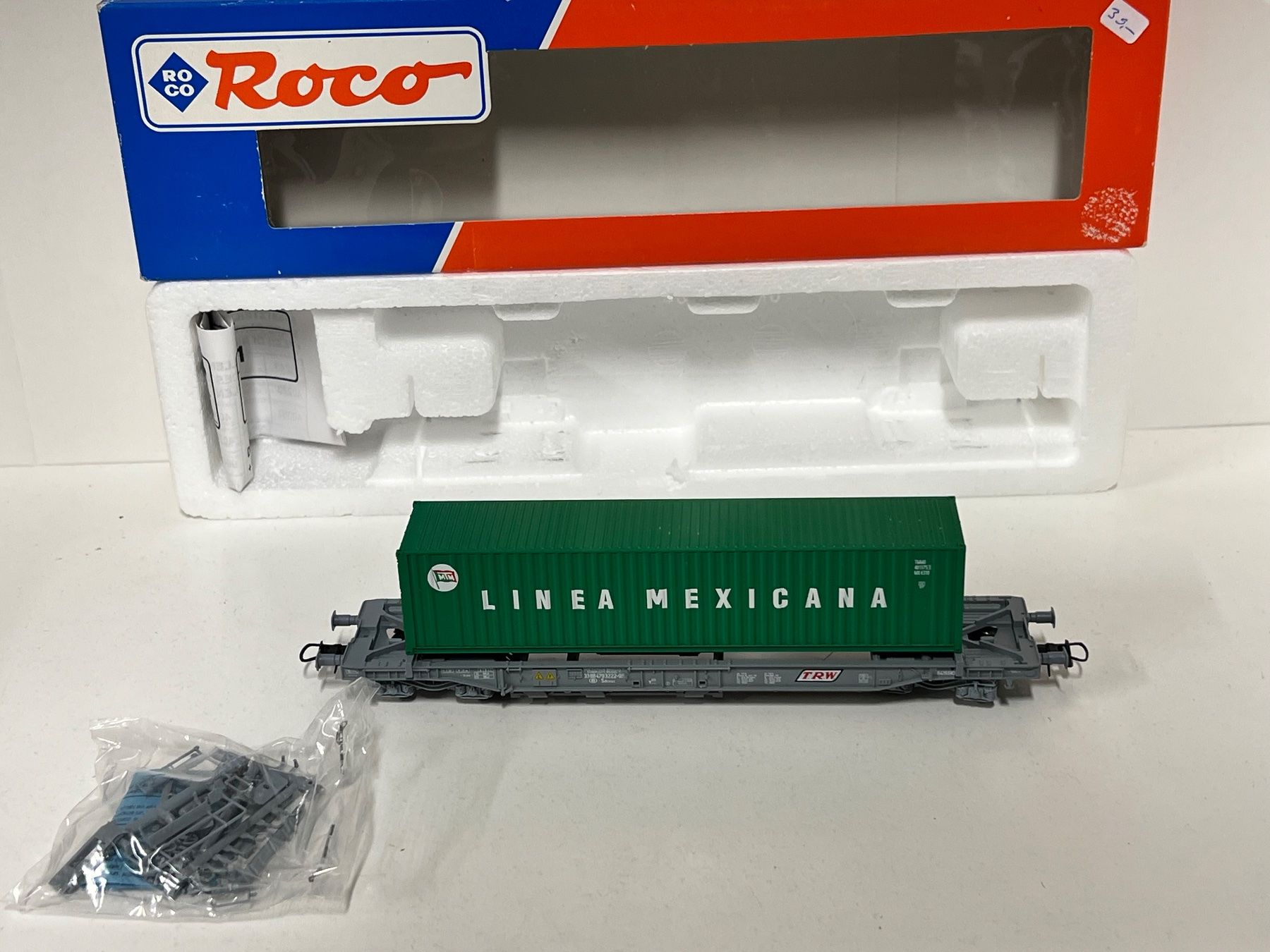 Roco Modellini di ferrovie: Roco Containerwagen "Linea Mexicana" SNCB H0 DC – Usato da Geroldswil venduto da TopTrain54