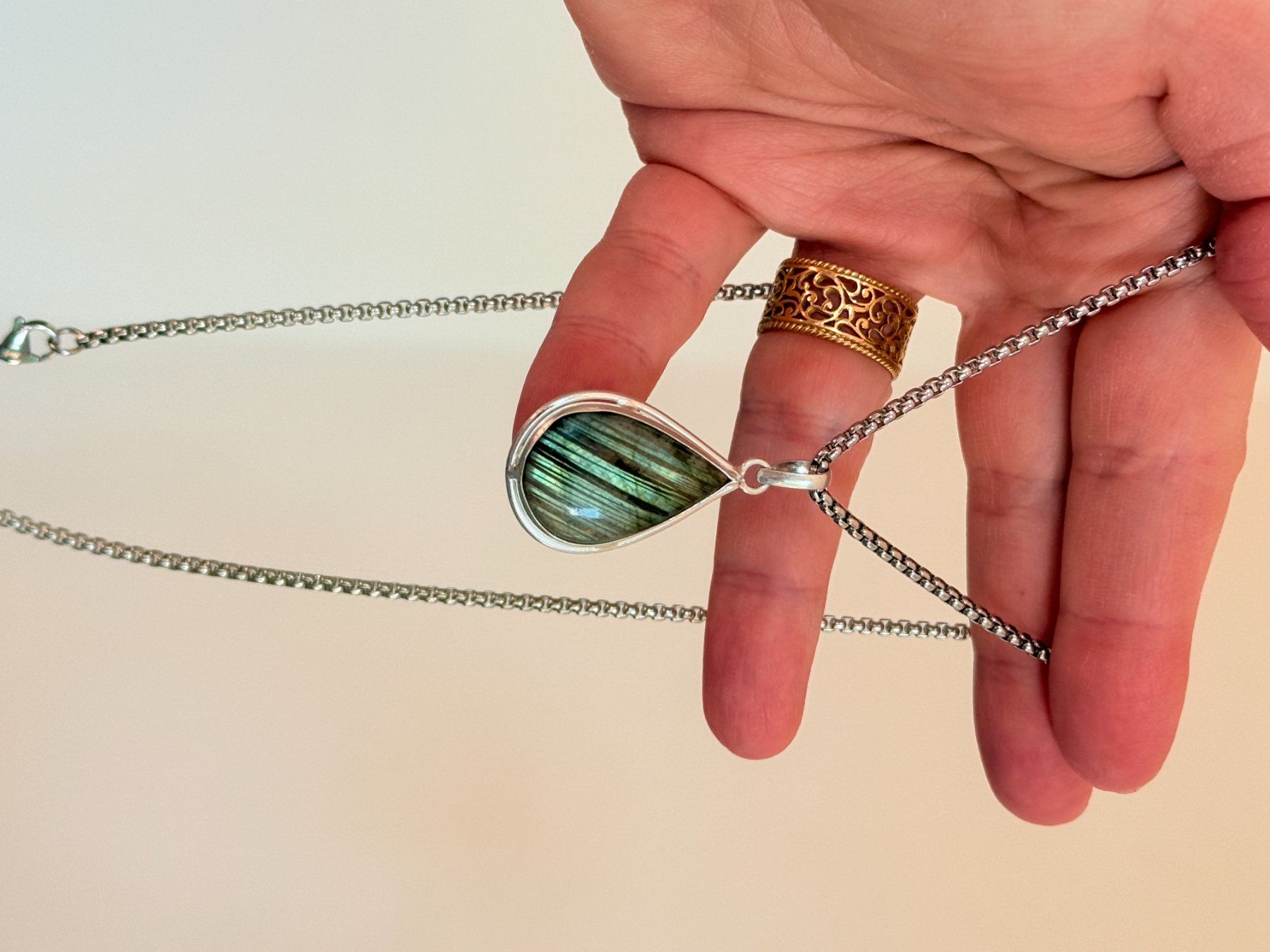 Catenine: Superbe collier Labradorite, neuf! – Nuovo e nell'imballaggio originale da Genève venduto da AGBERG 6
